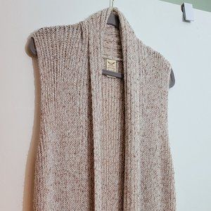 SLEEVELESS OPEN FRONT 3/4 LENGTH CARDIGAN